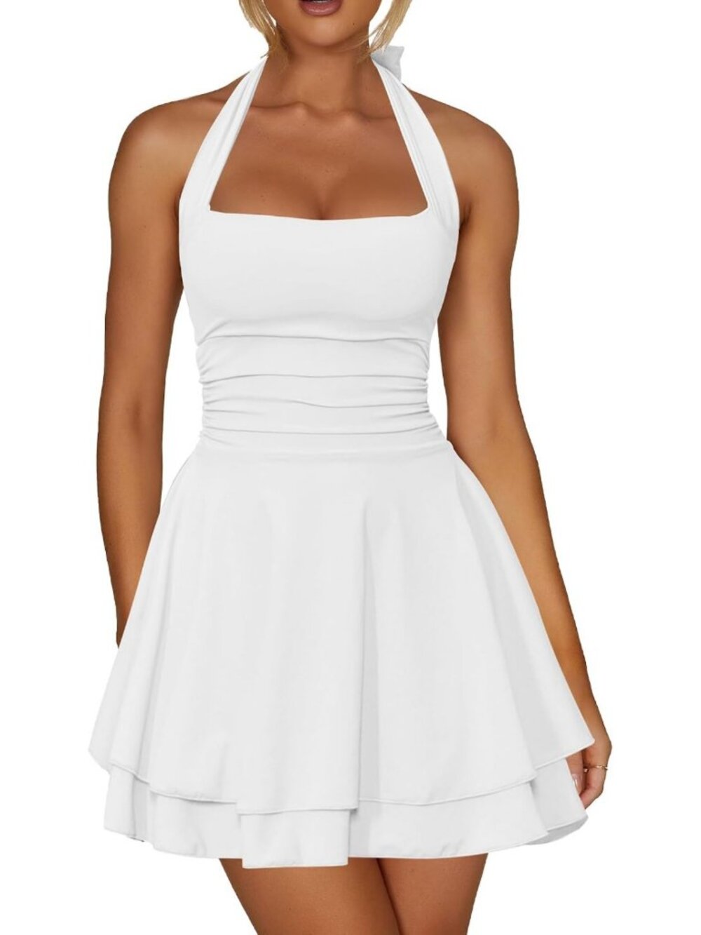 Sexy Halter Mini Dress with Ruffle Hem - Perfect for Parties & Summer Events